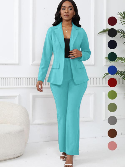 Women's elegant business solid color long-sleeved two-piece suit