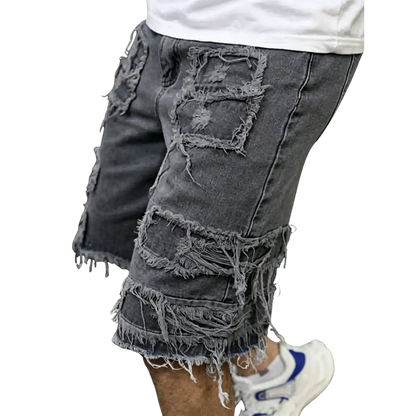 Raw Hem Denim Shorts with Rips – Edgy Urban Casual Warm-Weather Essential