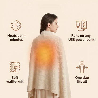 🔥Black Friday Deal｜Washable Fleece USB Heated Wrap Poncho