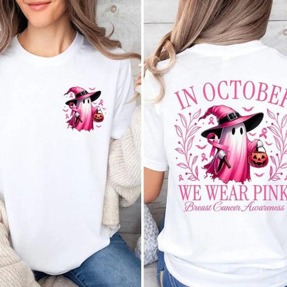 CLEARANCE SALE🔥 Pink Ghost Long Sleeve Top, Breast Cancer Awareness Shirt