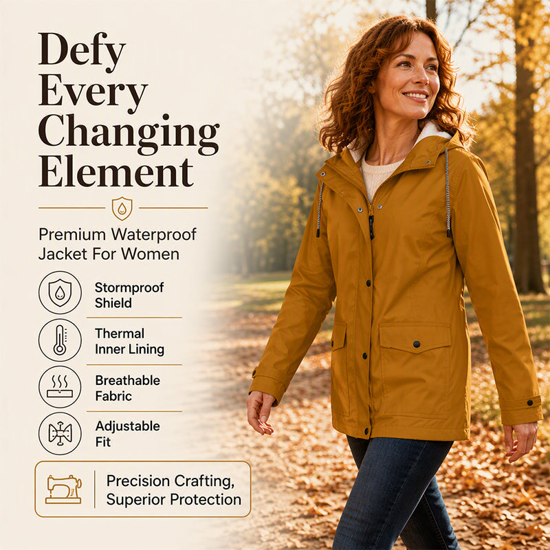 Women's Plush-Lined Windproof Hooded Jacket-Unleash Style and Durability in Any Storm!