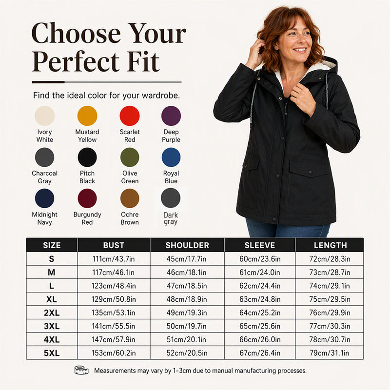 Women's Plush-Lined Windproof Hooded Jacket-Unleash Style and Durability in Any Storm!